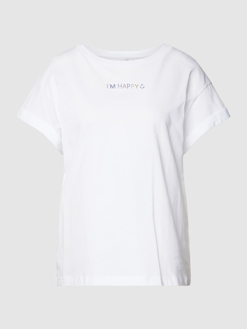 T-Shirt mit Statement-Schriftzug aus Paillettenbesatz in offwhite