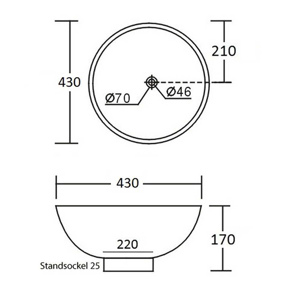 NEG Aufsatzwaschbecken NEG Aufsatz-Waschbecken Uno20A (rund) (20A)