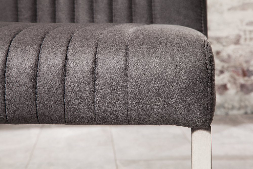 riess-ambiente Freischwinger BIG ASTON vintage grau / silber, Esszimmer · Microfaser · Edelstahl · Federkern · Industrial