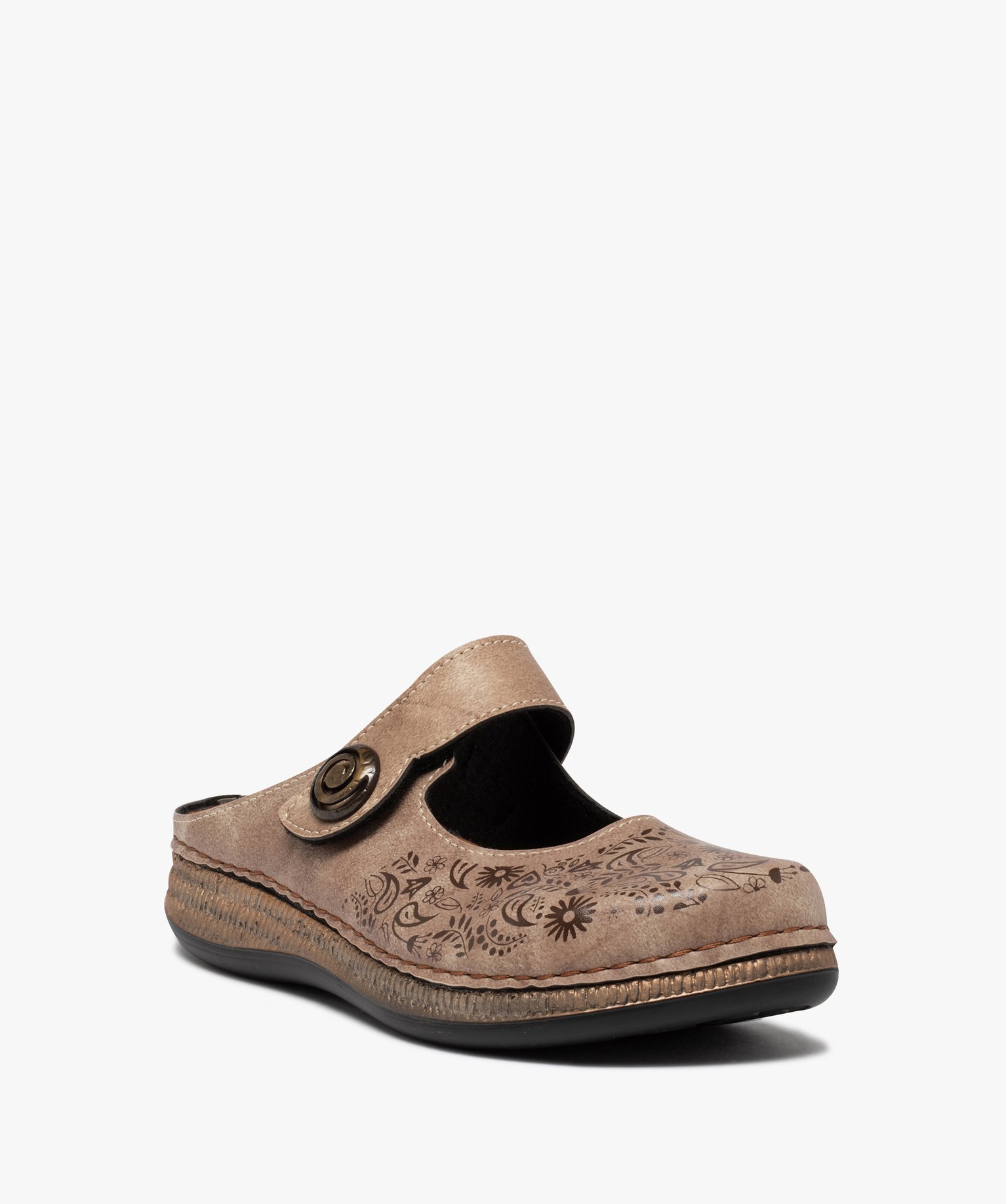 Sabots confort femme à bride scratch ajustable taupe | GEMO