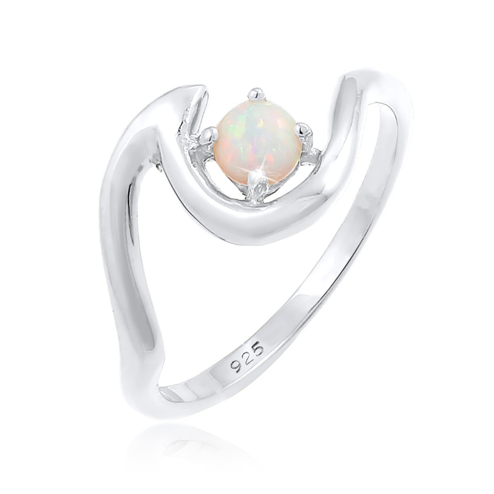 Elli Elli Bague Vageu Mer Geo Opale Synthétique Bague Femme - (925/1000) Argent Bague