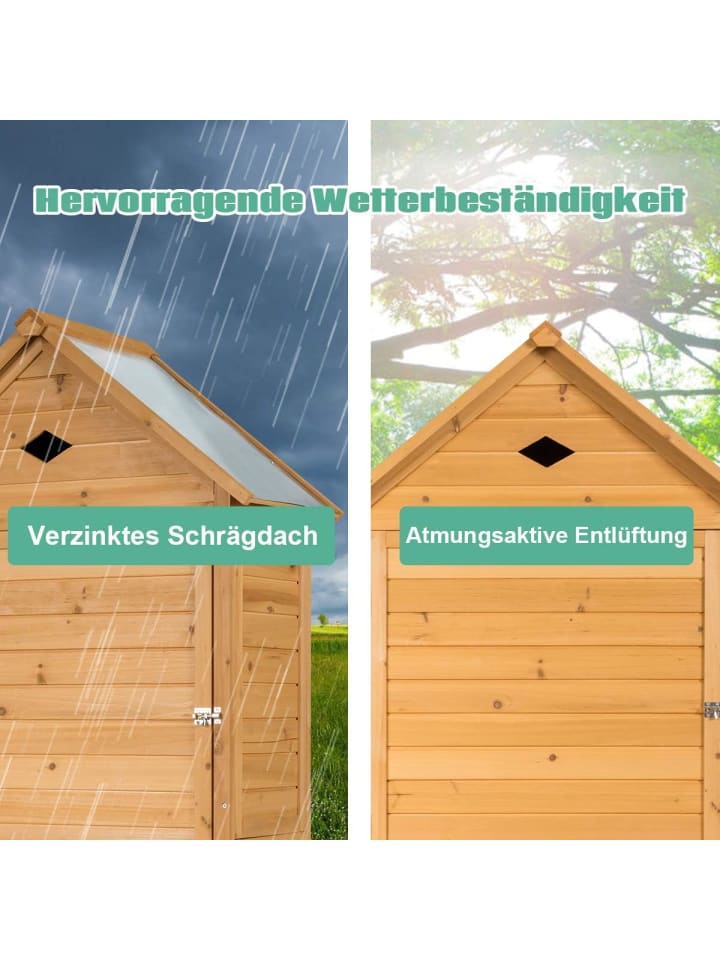 COSTWAY Gartenschrank 177cm in Hellbraun günstig kaufen onesize