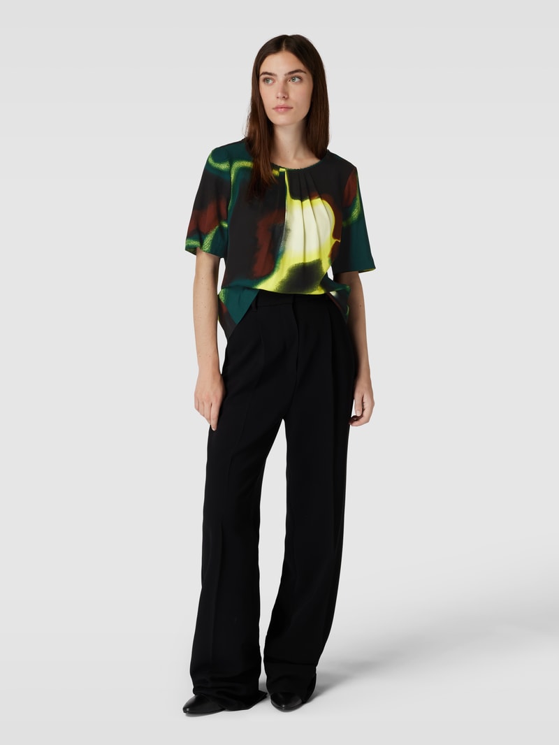 Blusenshirt aus reiner Viskose mit Allover-Muster in bottle