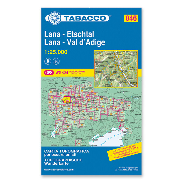 Tabacco Wandern 1 : 25 000 Lana Etschtal - Wanderkarte
