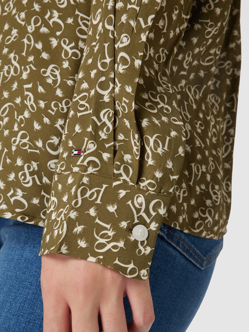Hemdbluse mit Allover-Muster in khaki