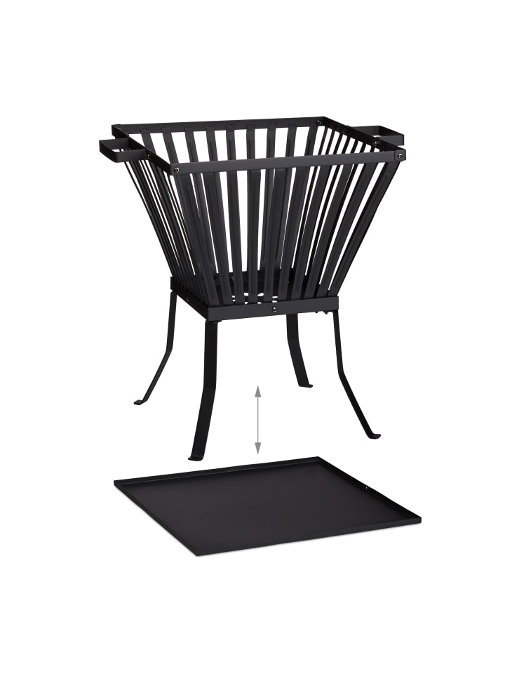 relaxdays Feuerkorb in Schwarz - (B)56,5 x (H)56 x (T)45 cm günstig kaufen onesize