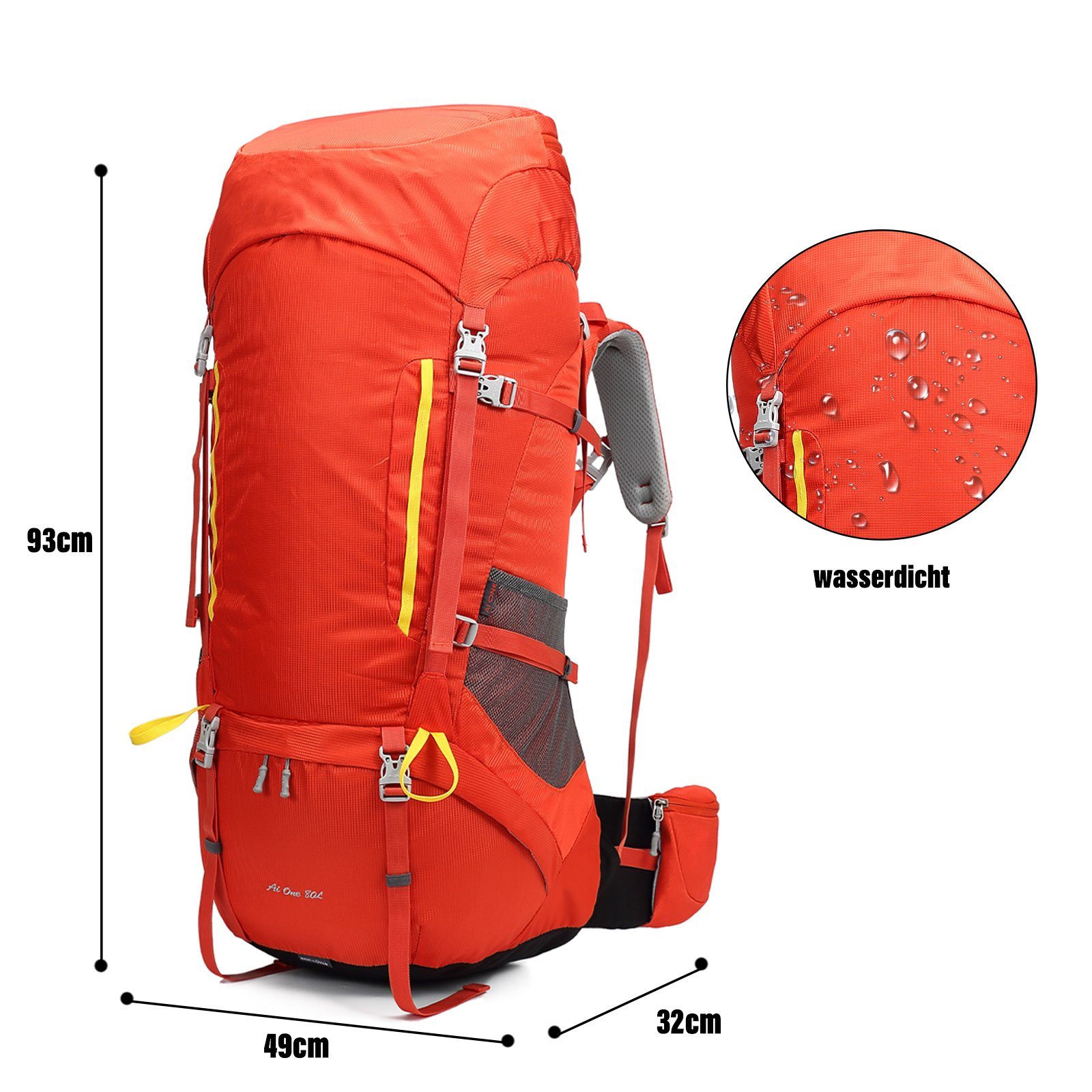 TAN.TOMI Wanderrucksack 80L Trekkingrucksack Campingrucksack Wanderrucksack Großer, Reiserucksack Mit Regenabdeckung für Wandern, Radfahren, Klettern