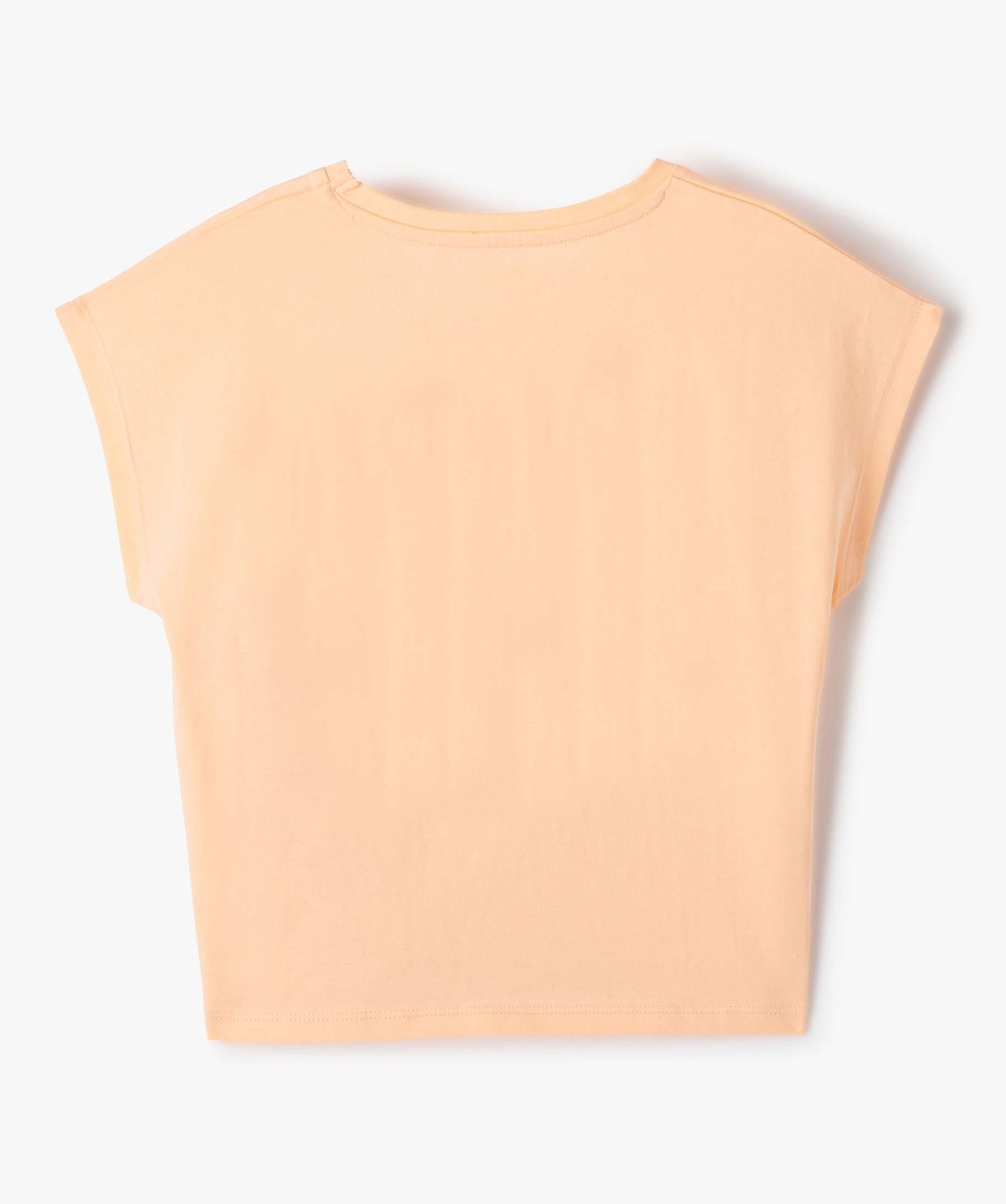 Tee-shirt fille coupe ample noué dans le bas orange | GEMO