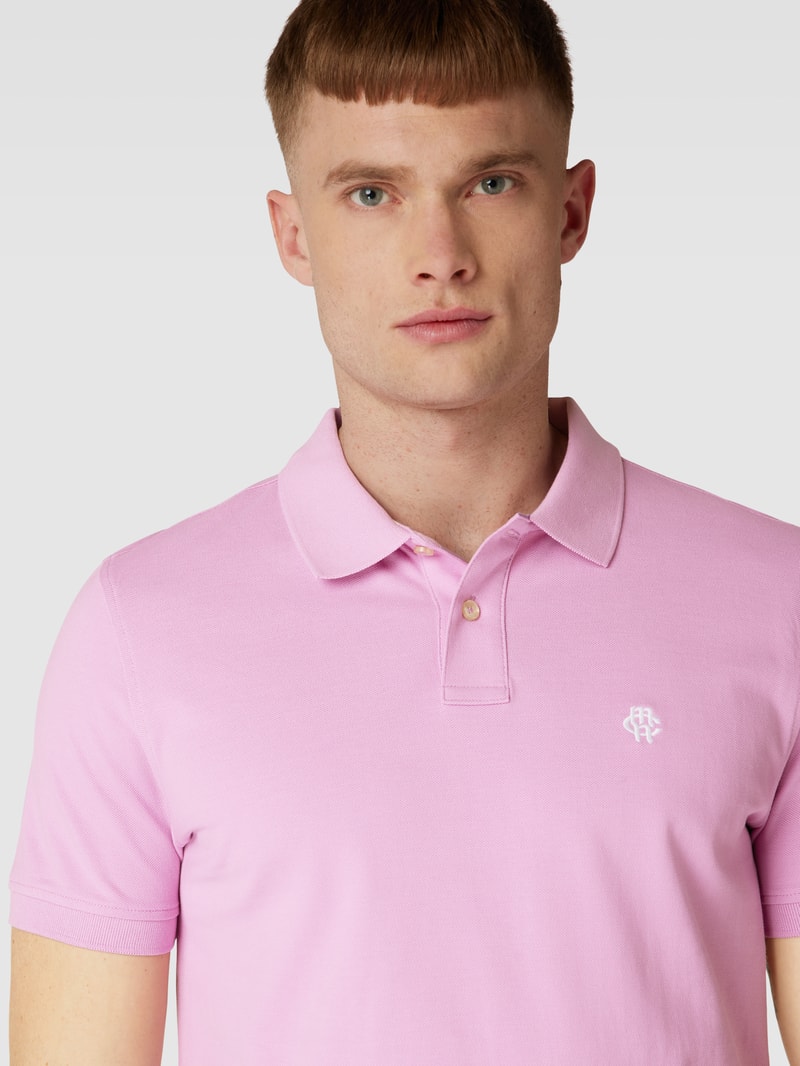 Poloshirt mit Logo-Stitching in rosa