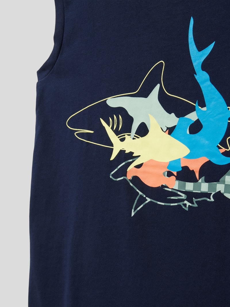 Tanktop mit Motiv-Print in marineblau