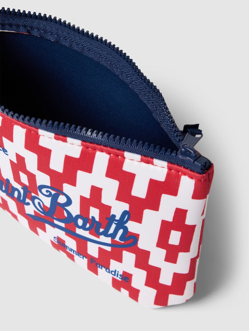 Kulturtasche mit Allover-Muster Modell 'ALINE SPONGE' in rot