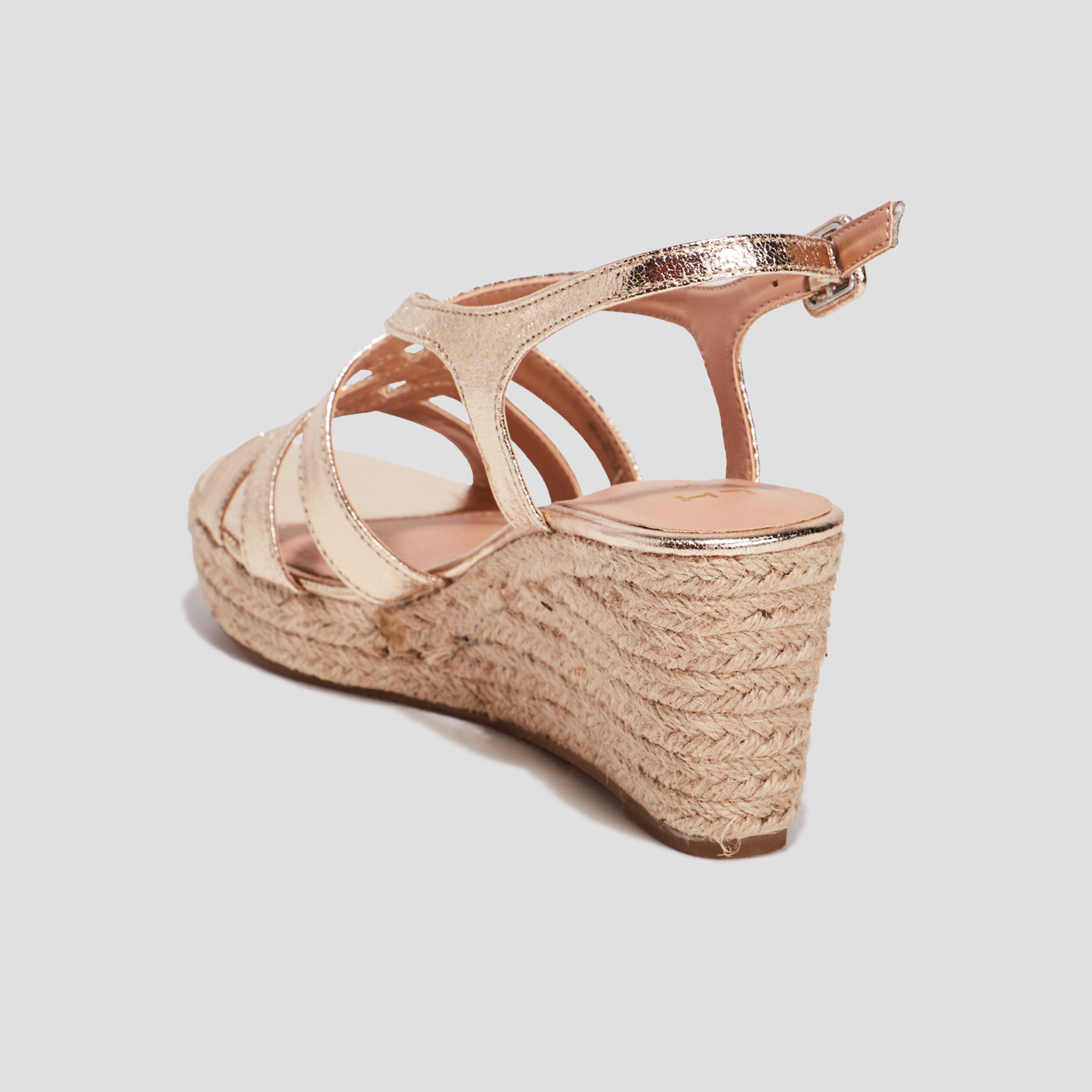 Sandales compensées brides croisées jaune or femme | La Halle