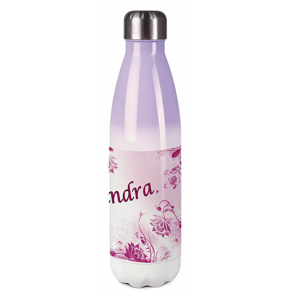 Edelstahl Kinder Thermoflasche / Trinkflasche bunt Blumenranke Farbe brombeere Spülmaschinenfest, Auslaufsicher, Bruchfest, Doppelwandig, Für Heißgetränke geeignet, Mit Deckel, Isoliert