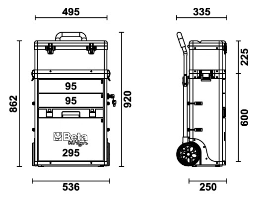Beta 041000008 C41H įrankių vežimėlis, 2 dalių, raudonas