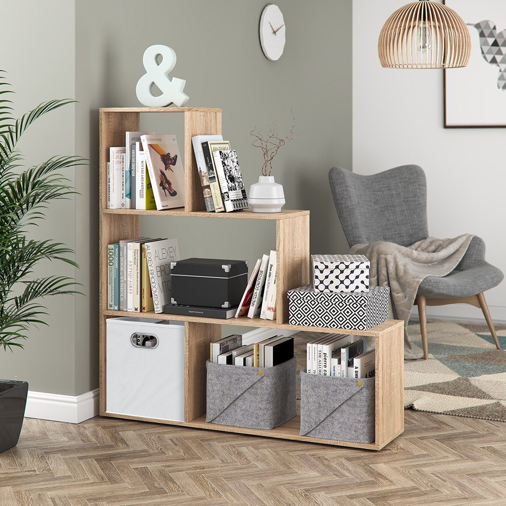 Vicco Raumteiler Bücherregal Standregal ASYM kurz Sonoma