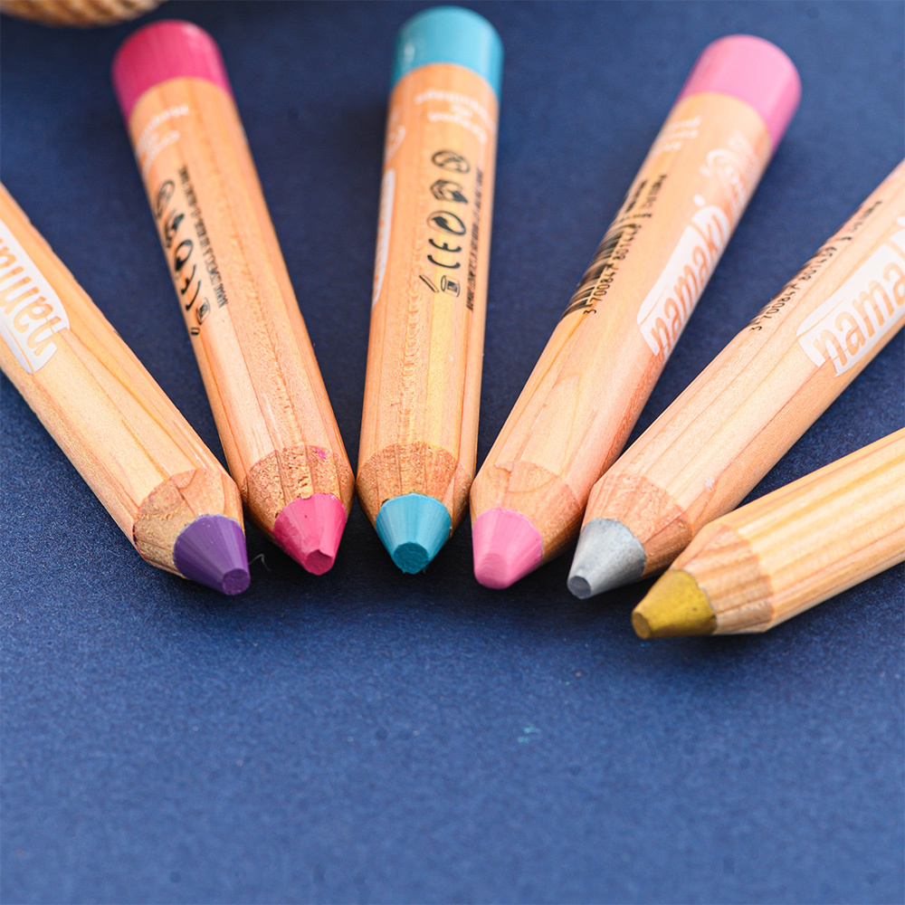 namaki Kit 6 crayons Mondes enchantés  (or/arg/rose/turq/violet/fuchsia) Maquillage de déguisement