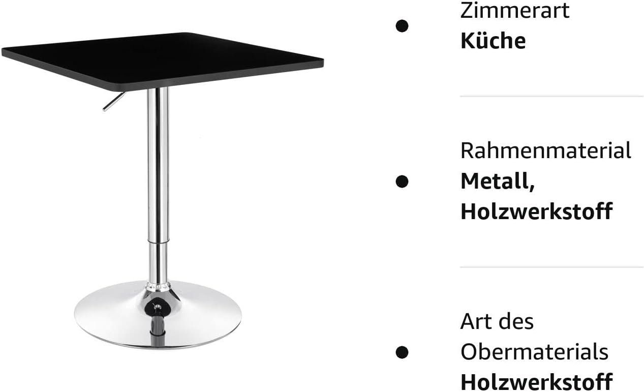 Woltu Bartisch, Bartisch höhenverstellbar Metall & Holz in Schwarz & Grau