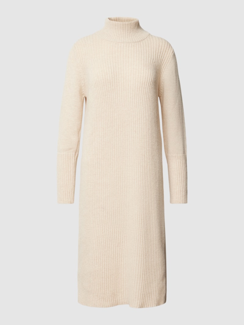 Knielanges Strickkleid mit Stehkragen in sand