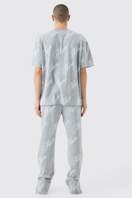 Man T-Shirt mit geteiltem Saum & Jogginghose