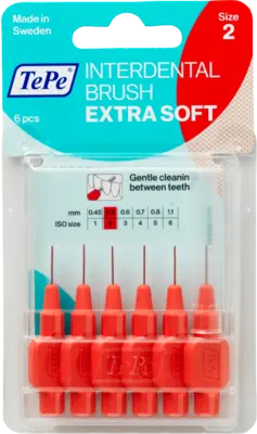 TEPE Interdentalbürste x-weich 0,5mm ISO 2 rot  6 St  Zahnbürste