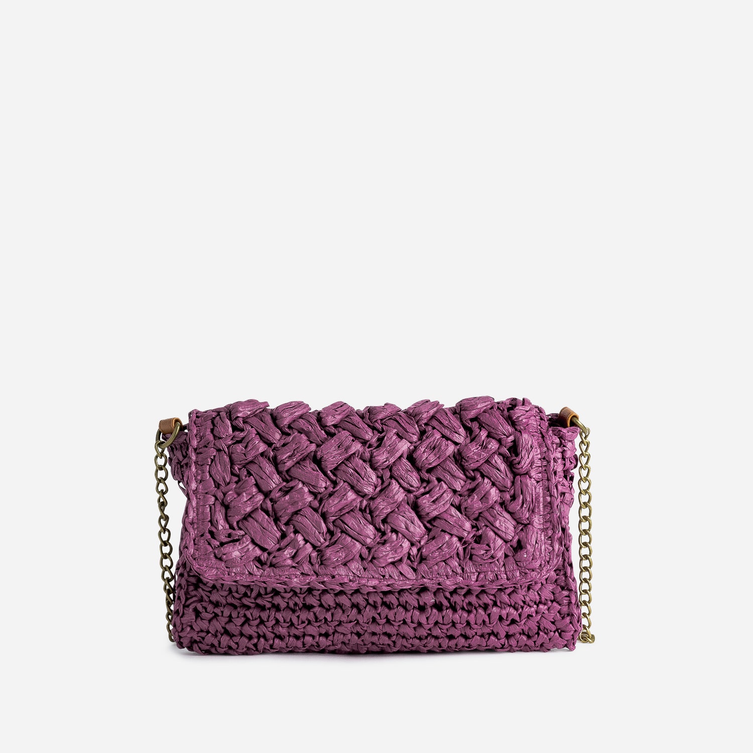 Sac pochette prune papier tressé