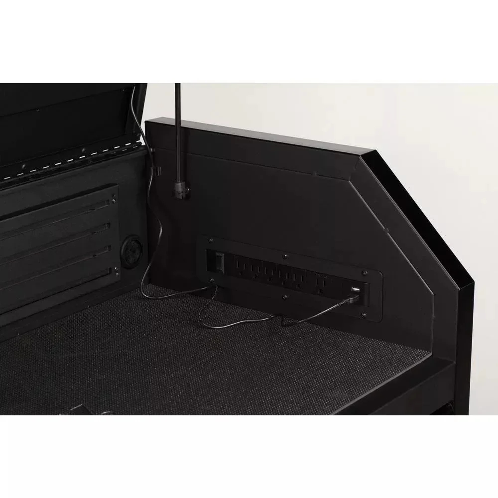 Industrial 41 inches. WX 21.5 inches. D matte black 4 drawer top tool box