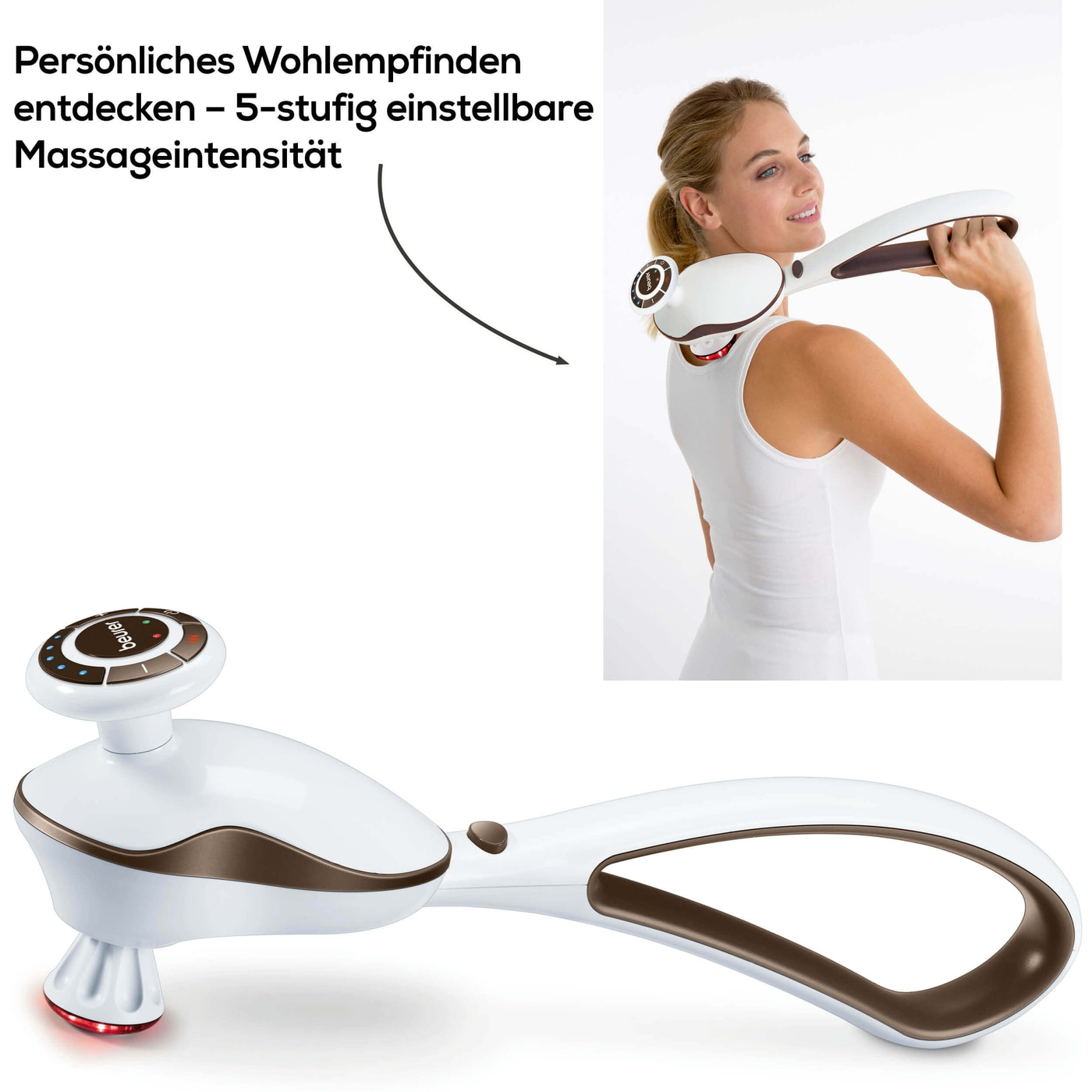 Beurer Klopf-Massagegerät - MG 510 To Go-Akkubetriebenes Klopf-Massagegerät zur Entspannung der Muskulatur & 4 Aufsätzen