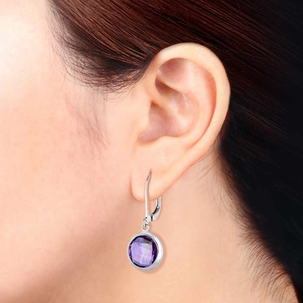 Elli Elli Boucles d'Oreilles Edelsteine Oval Amethyst 925 Silber Boucles d'oreilles