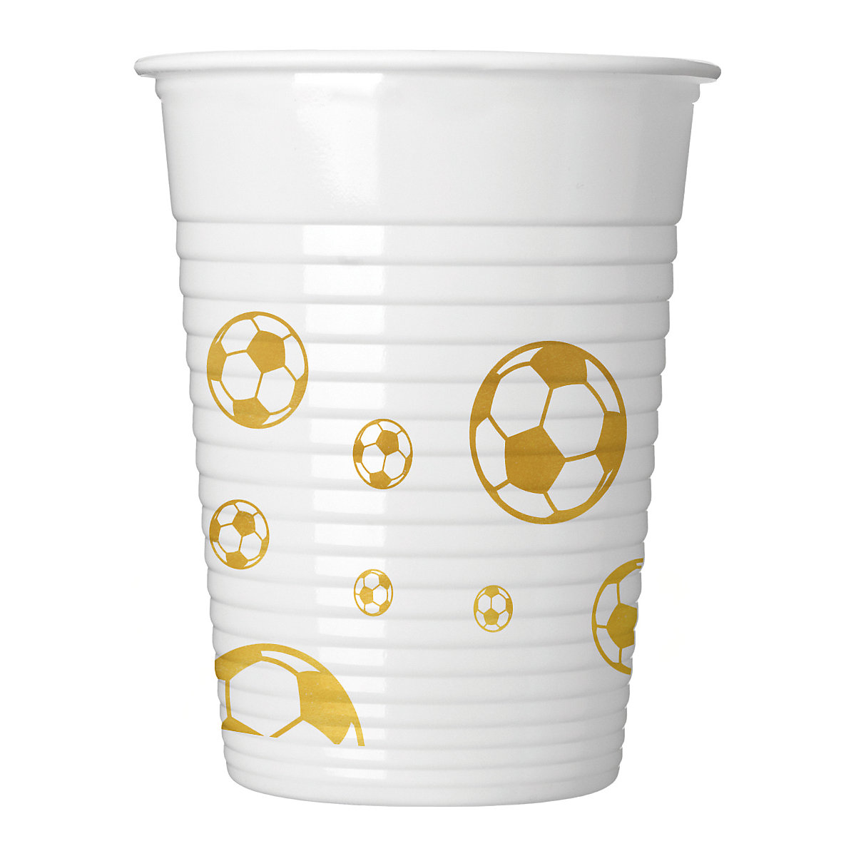 Partybecher/Trinkbecher Fußball Gold, 200 ml, Kunststoff, 8 Stück