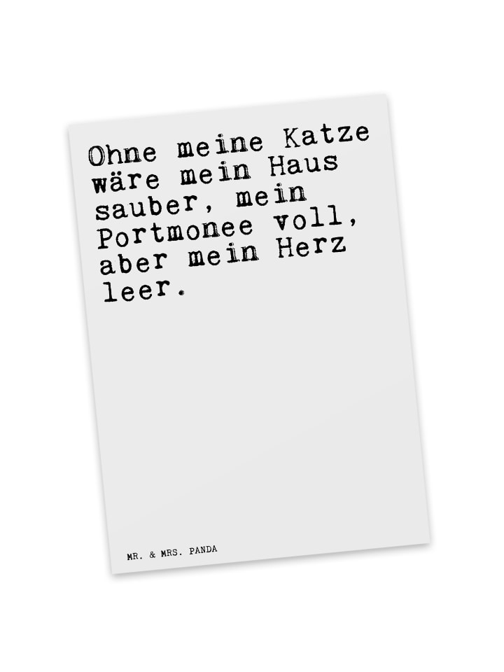 Mr. & Mrs. Panda Postkarte Ohne meine Katze wäre... mit Spruch in Weiß günstig kaufen onesize