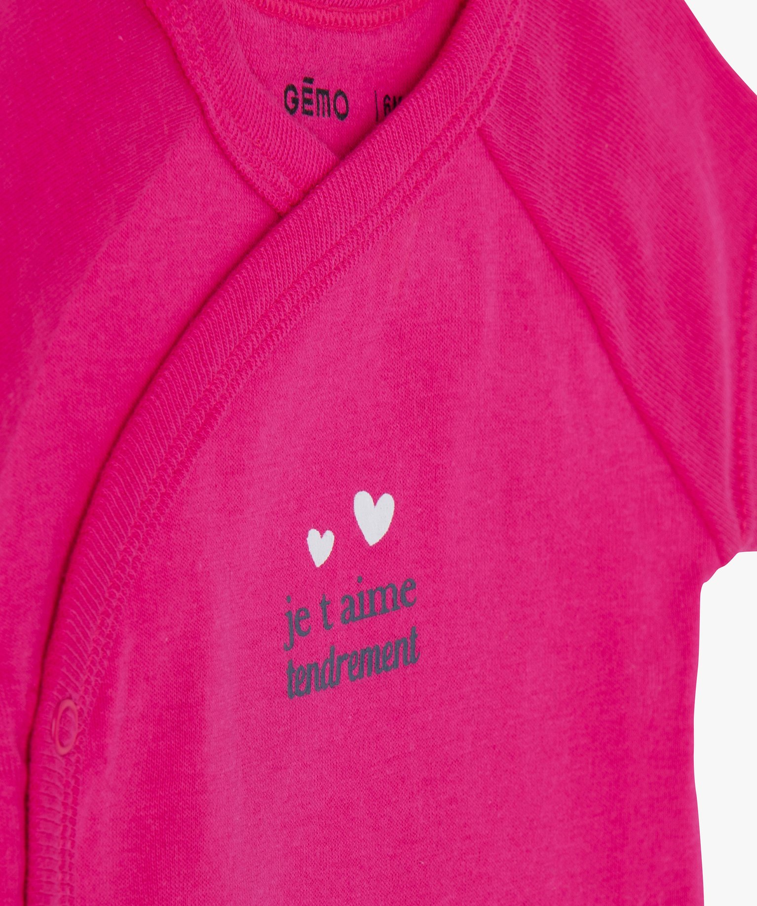 Bodies bébé manches courtes fermeture croisée (lot de 3) rose fonce | GEMO