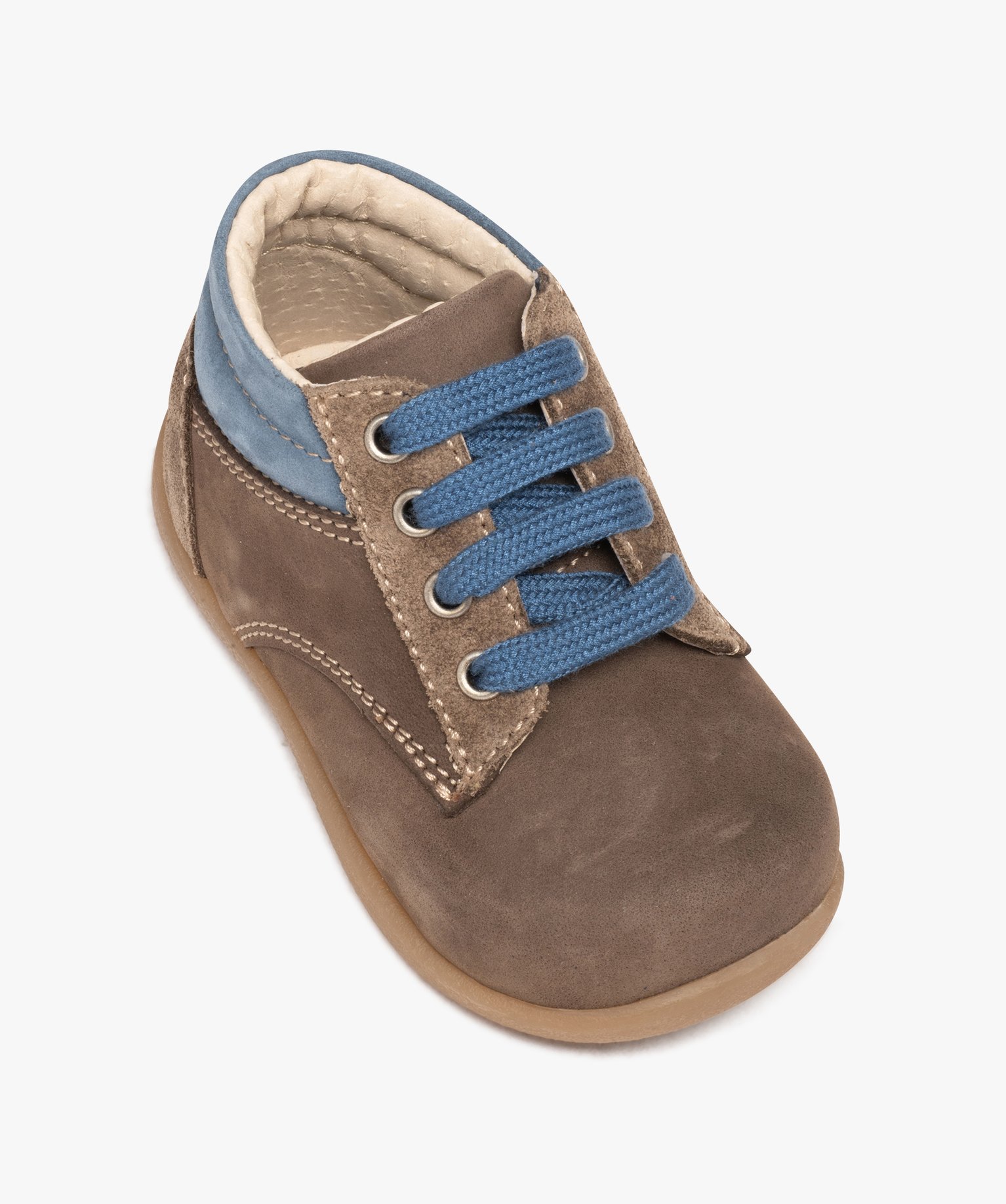 Chaussures premiers pas bébé Garçon bicolores en cuir suédé