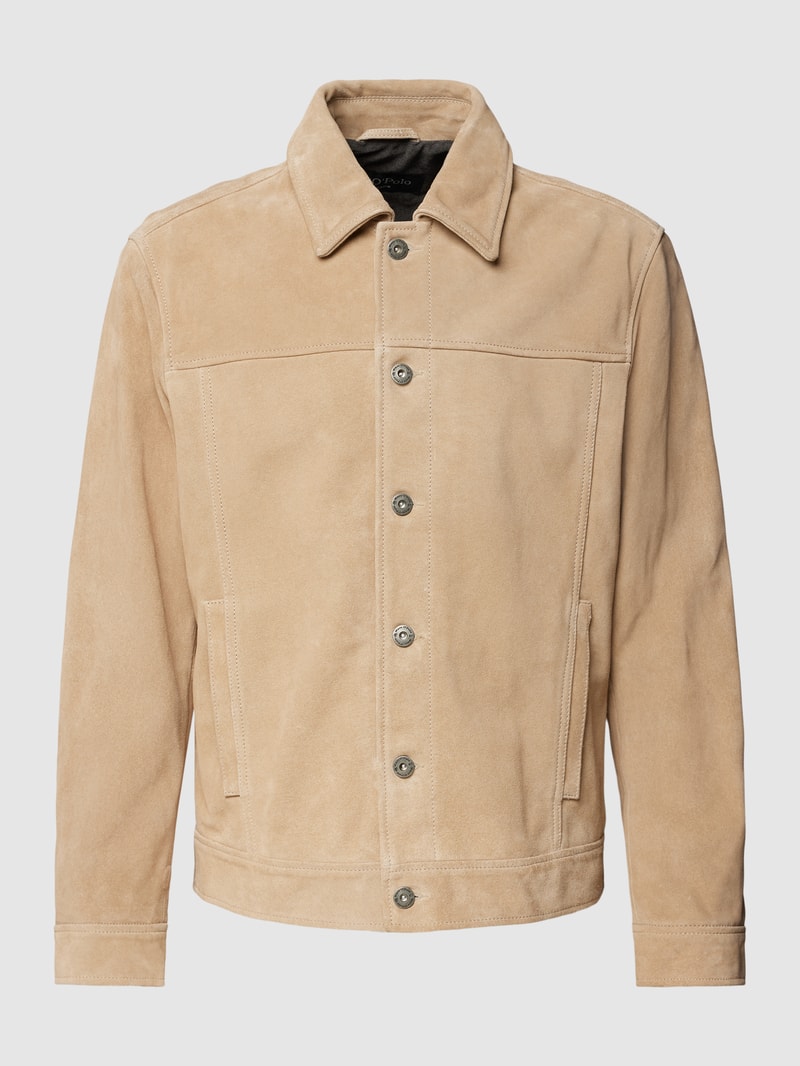 Lederjacke aus mit Knopfleiste in sand