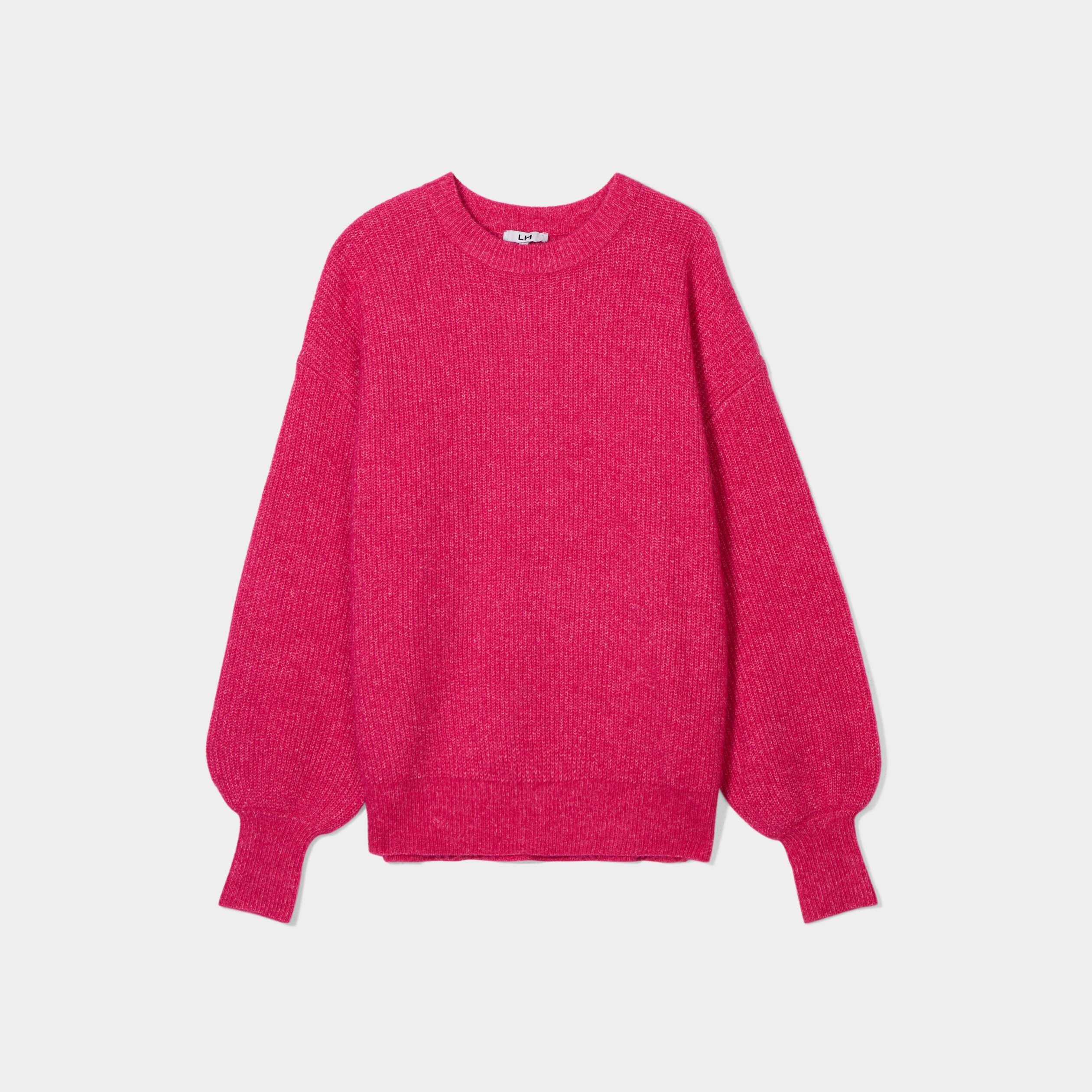 Pull col rond manches ballons rose fushia femme | La Halle