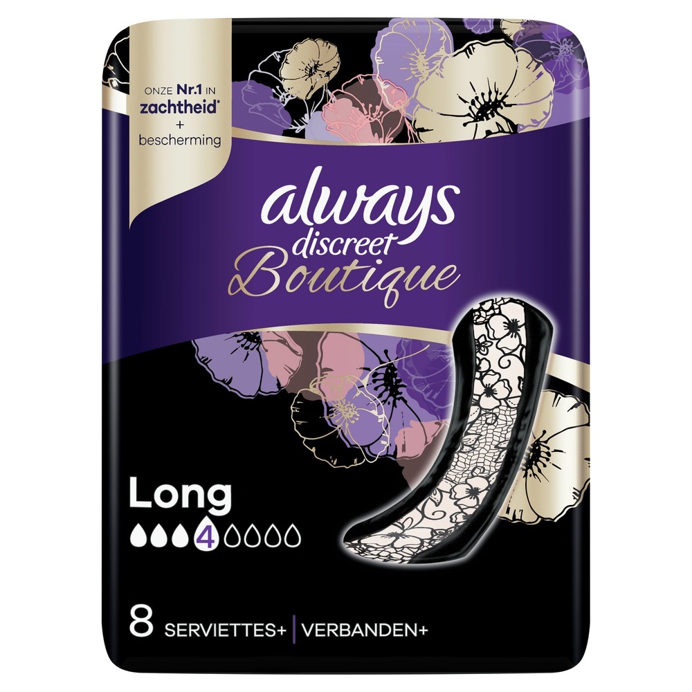 always Always Discreet Boutique Pour Fuites Urinaires x8 Serviettes Hygiéniques Pour Fuites Urinaires