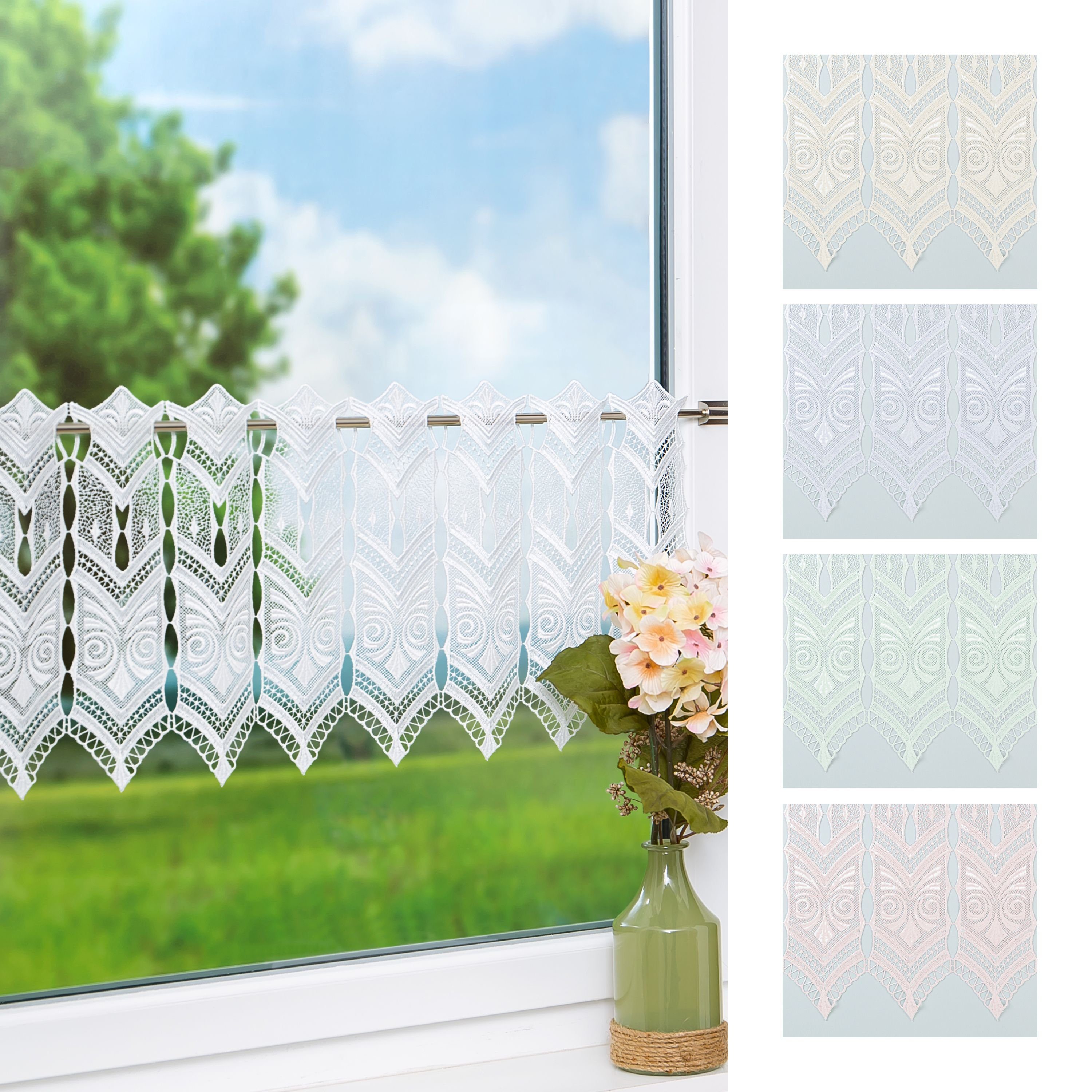 Scheibengardine Spitze, Plauener Spitze®, (1 St), transparent, HxB 30x40cm