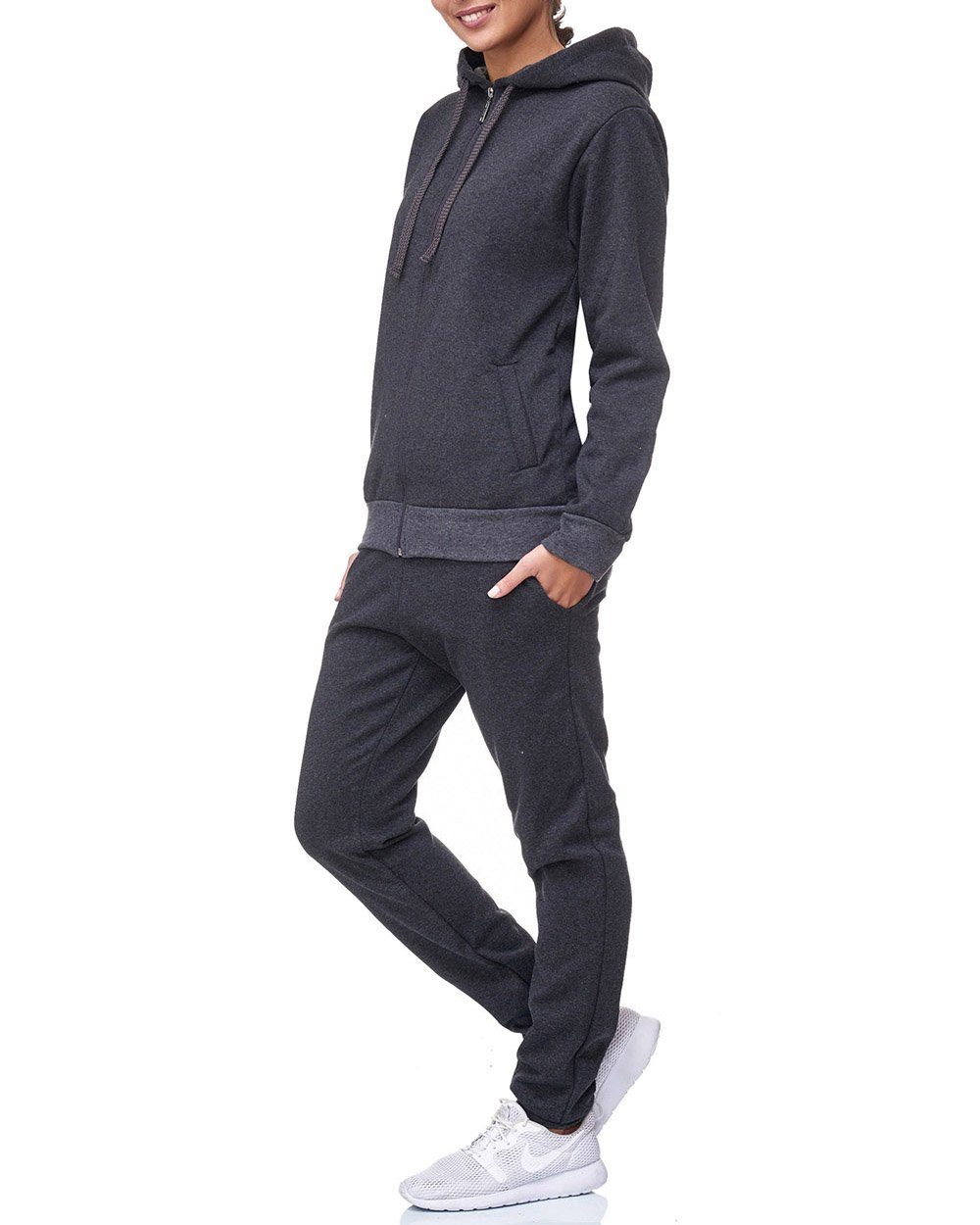 Code47 Jogginganzug Uni Colour Damen Jogging Anzug Jacke Sport Hose Fitness Hoodie Hose (Sportanzug Trainingsanzug Fitnessanzug, 2-tlg)