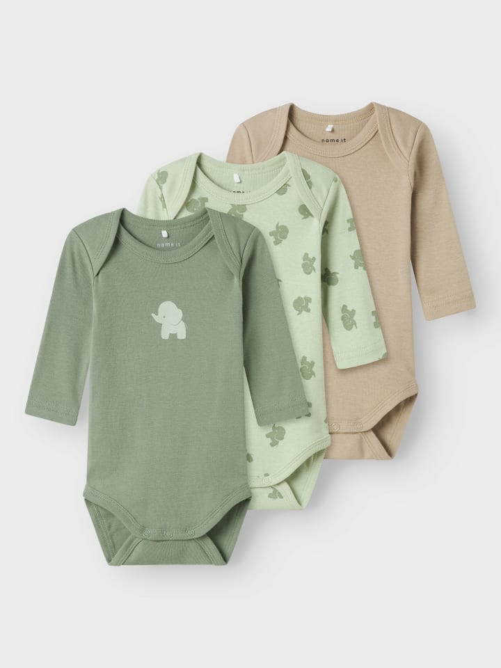 name it 3er Pack Langarmbodys NBMBODY ELEPHANT in sea foam günstig kaufen