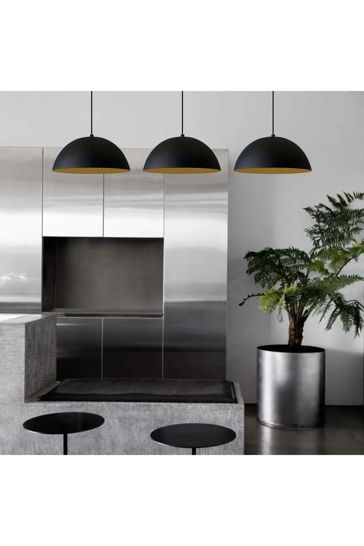 Bamyum  3x Lampe E27 Metall Hängelampe & Deckenlampe, Set aus 2-3-4 Pendellampen Hängelampe Pendelleuchte