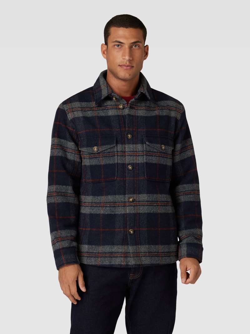 Relaxed Fit Overshirt mit Tartan-Karo in marineblau