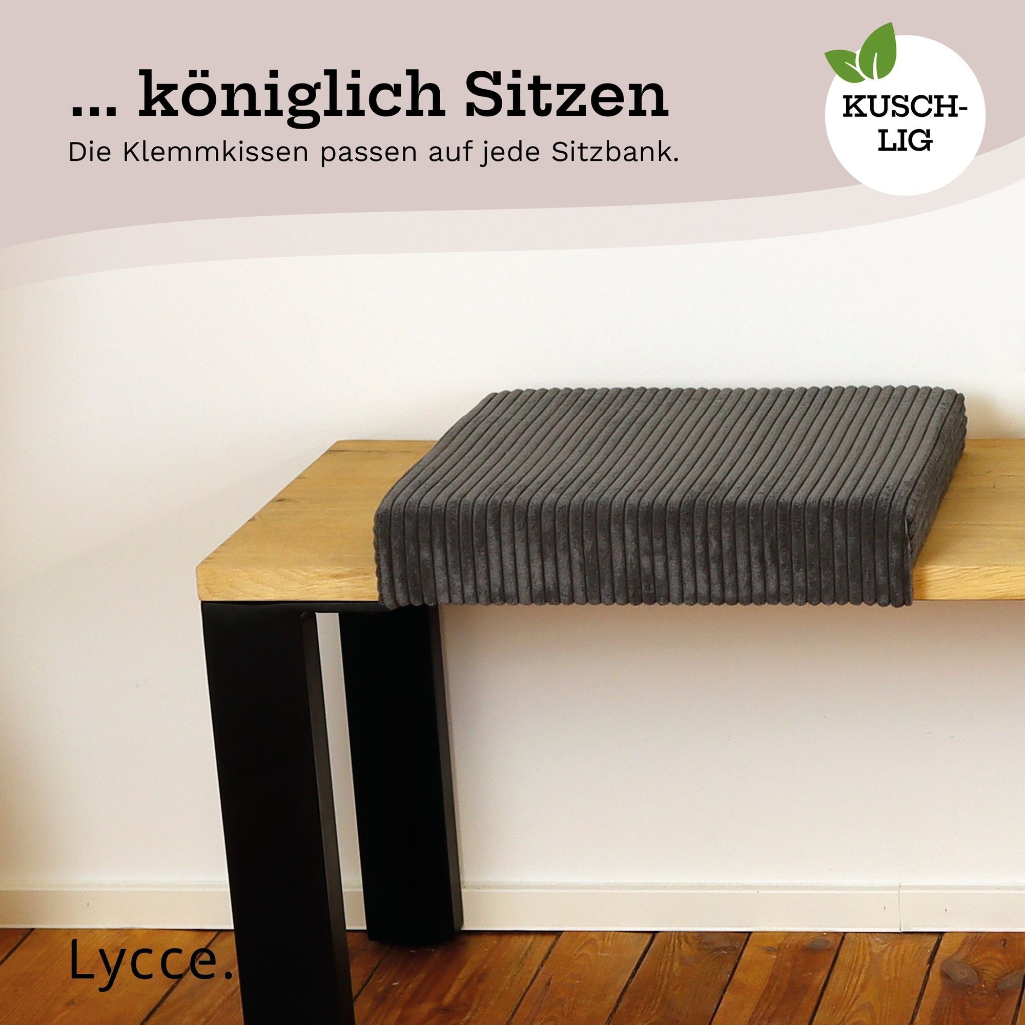 animal-design Bankauflage Klemmkissen 1 Leiste Cordstoff extra Polsterung, für Banktiefe ab 35cm