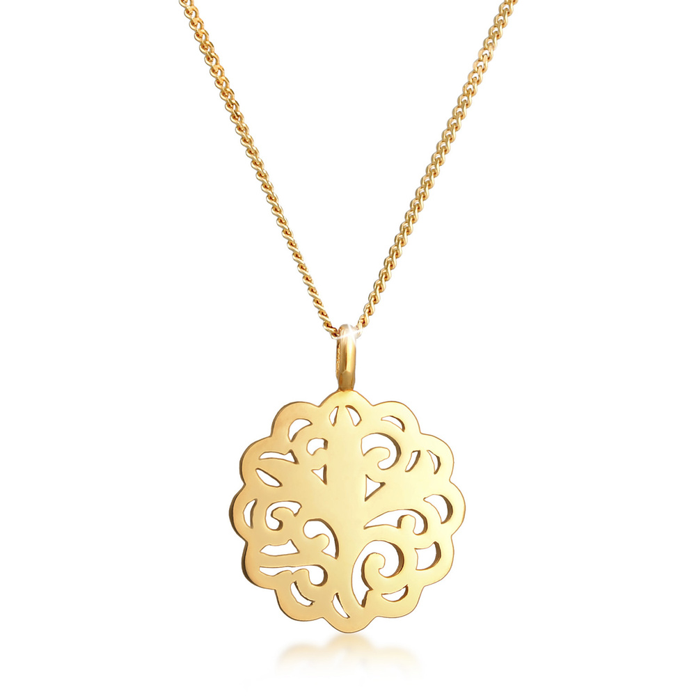 Elli Elli Collier Pendentif ornemental rond pour femme en argent sterling 925 Bijoux