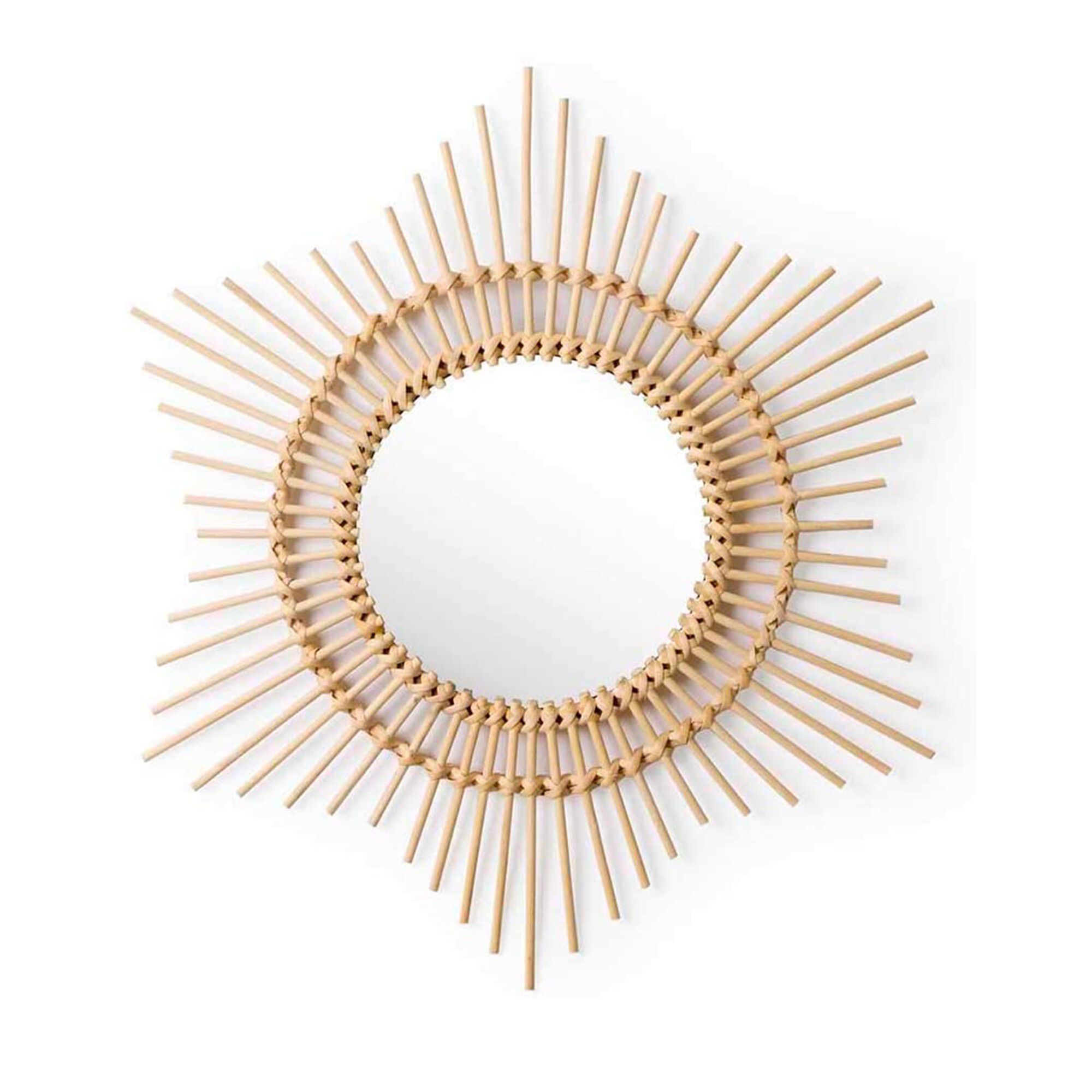 Miroir mural hexagonal en rotin