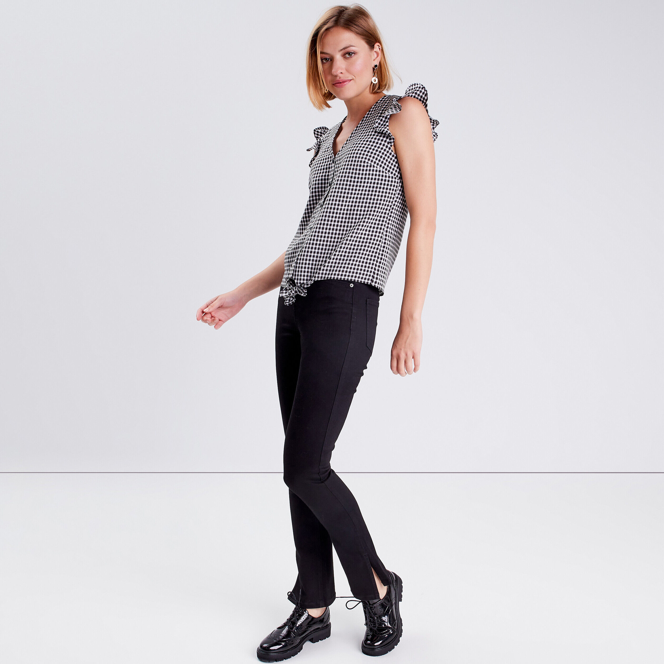 Jeans slim fendu noir femme | Cache Cache