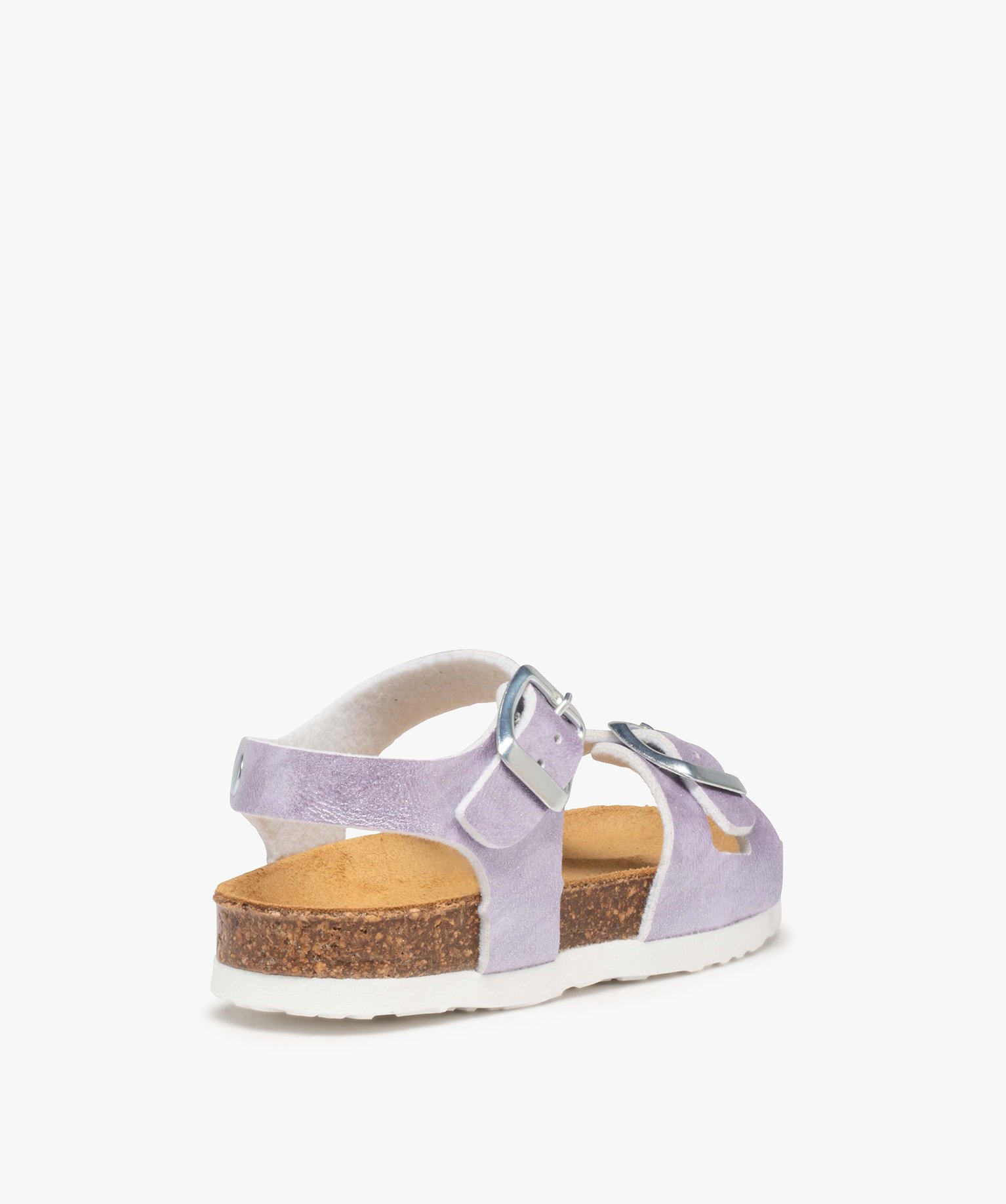 Sandales fille à brides métallisées et semelle liège violet clair | GEMO