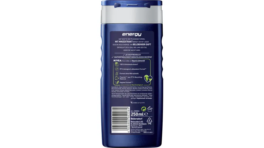 NIVEA MEN Duschgel energy 24H fresh effect 3 in 1 250 ml