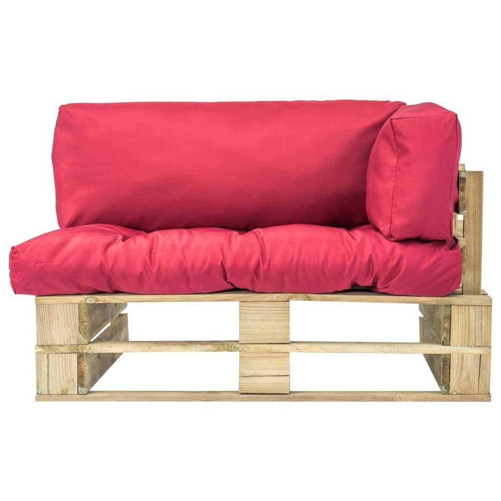 vidaXL Loungesofa Outdoor-Sofa Paletten mit Kissen in Rot Kiefernholz, 1 Teile
