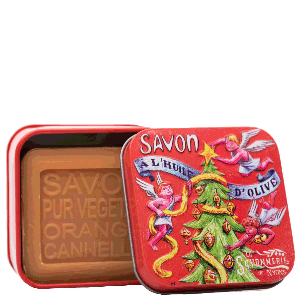 La savonnerie de nyons Savon 100g Orange-Cannelle et Boîte Métal Anges Savon