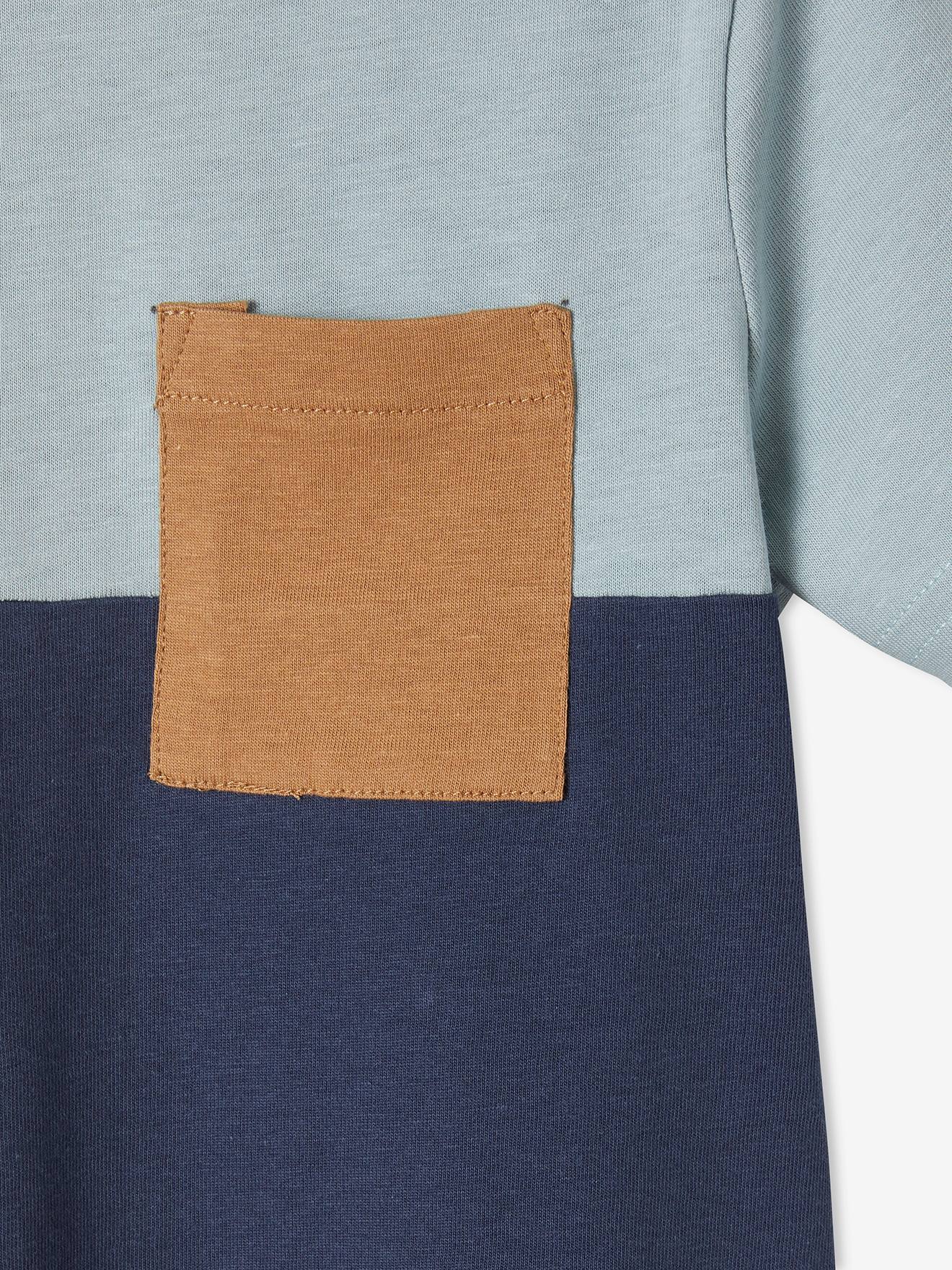 Vertbaudet Jungen T-Shirt, Colorblock Oeko-Tex - azurblau