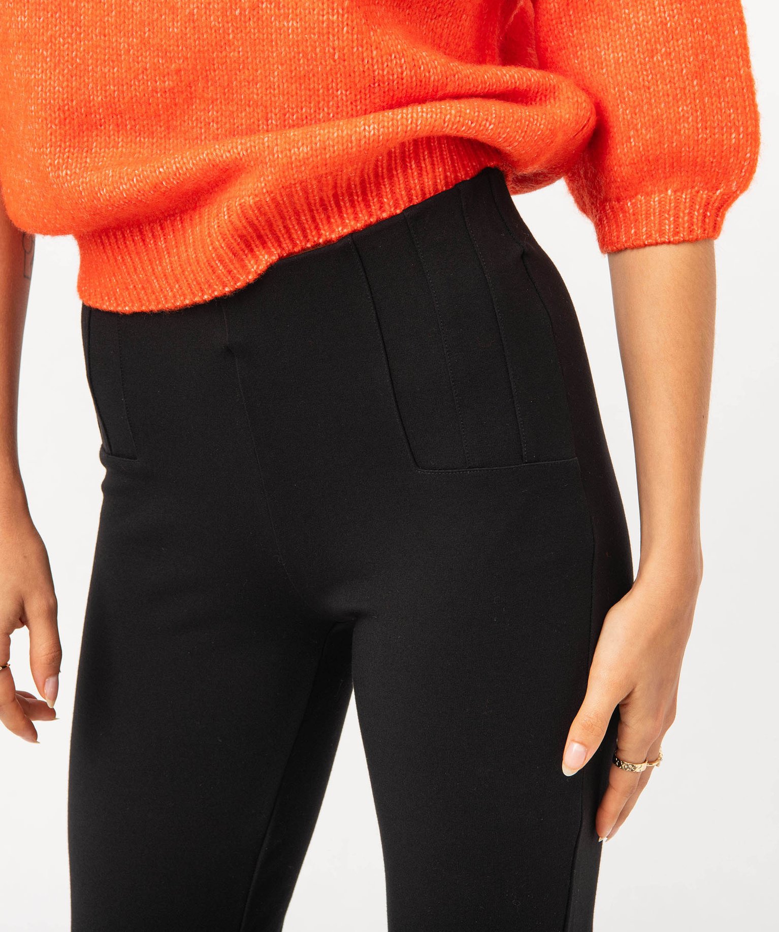 Leggings coupe flare avec surpiqres sur les hanches femme noir | GEMO